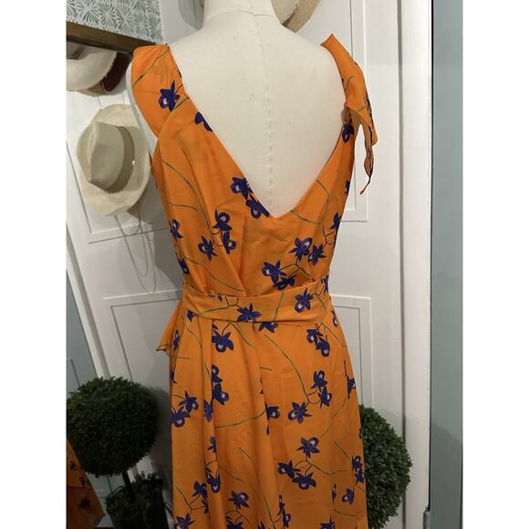 BORGO DE NOR Orange Isadora Ruffled Dress UK Size 12 US 8 - Picture 6 of 13